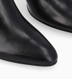 Bottine à talon aiguille zippée - Stella 65 - Cuir de veau lisse brillant - Noir