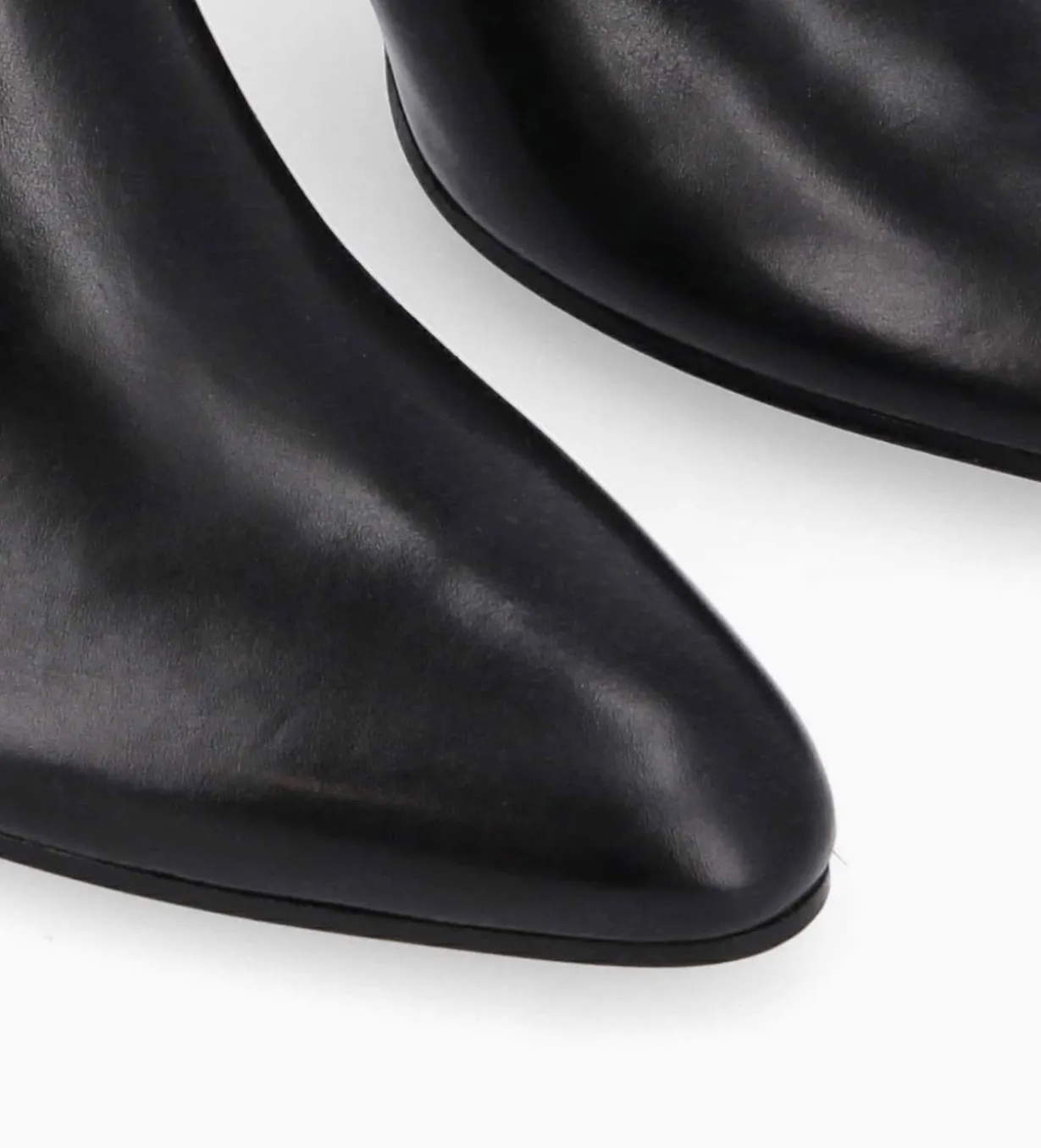 Bottine à talon aiguille zippée - Stella 65 - Cuir de veau lisse brillant - Noir