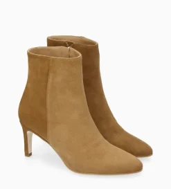 Bottine à talon aiguille zippée - Stella 65 - Cuir velours - Sienna