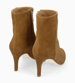 Bottine à talon aiguille zippée - Stella 65 - Cuir velours - Sienna