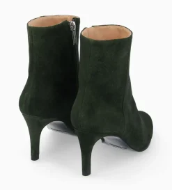 Bottine à talon aiguille zippée - Stella 65 - Cuir velours - Militaire