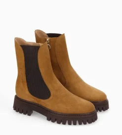 Bottine chelsea - Georgia - Cuir velours - Biscuit