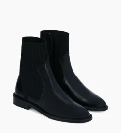 Bottine chelsea - Harri 25 - Cuir de veau lisse brillant/Maille - Noir