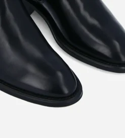 Bottine chelsea - Harri 25 - Cuir de veau lisse brillant/Maille - Noir