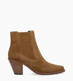 Bottine chelsea à talon - Jane 70 - Cuir velours - Sienna