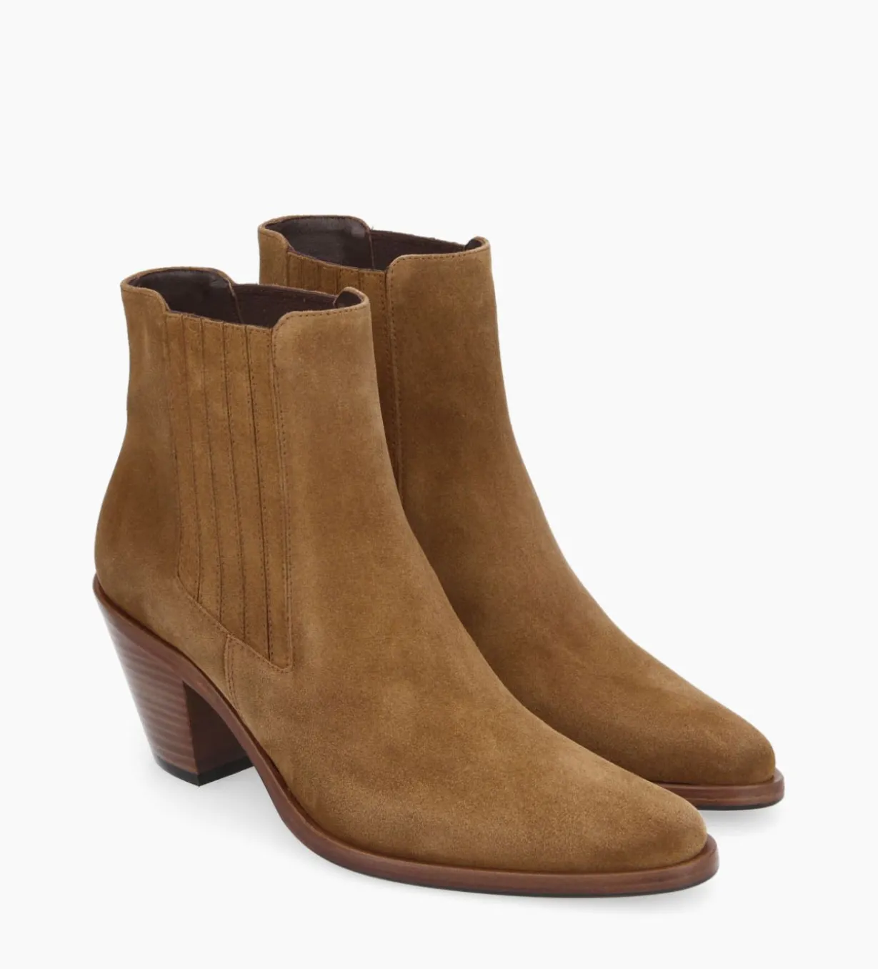 Bottine chelsea à talon - Jane 70 - Cuir velours - Sienna