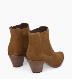 Bottine chelsea à talon - Jane 70 - Cuir velours - Sienna