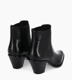 Bottine chelsea à talon - Jane 70 - Cuir de veau lisse - Noir