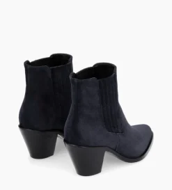 Bottine chelsea à talon - Jane 70 - Cuir velours - Marine