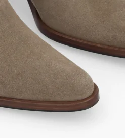 Bottine chelsea à talon - Jane 70 - Cuir velours - Grège