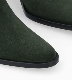 Bottine chelsea à talon - Jane 70 - Cuir velours - Militaire