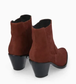 Bottine chelsea à talon - Jane 70 - Cuir velours - Grenat