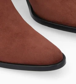 Bottine chelsea à talon - Jane 70 - Cuir velours - Grenat
