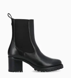 Bottine chelsea à talon - Jade 45 - Cuir de veau lisse brillant - Noir