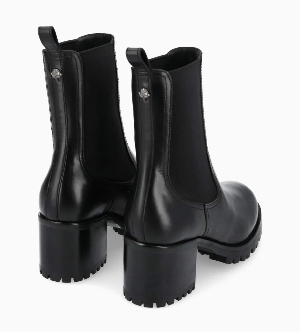 Bottine chelsea à talon - Jade 45 - Cuir de veau lisse brillant - Noir