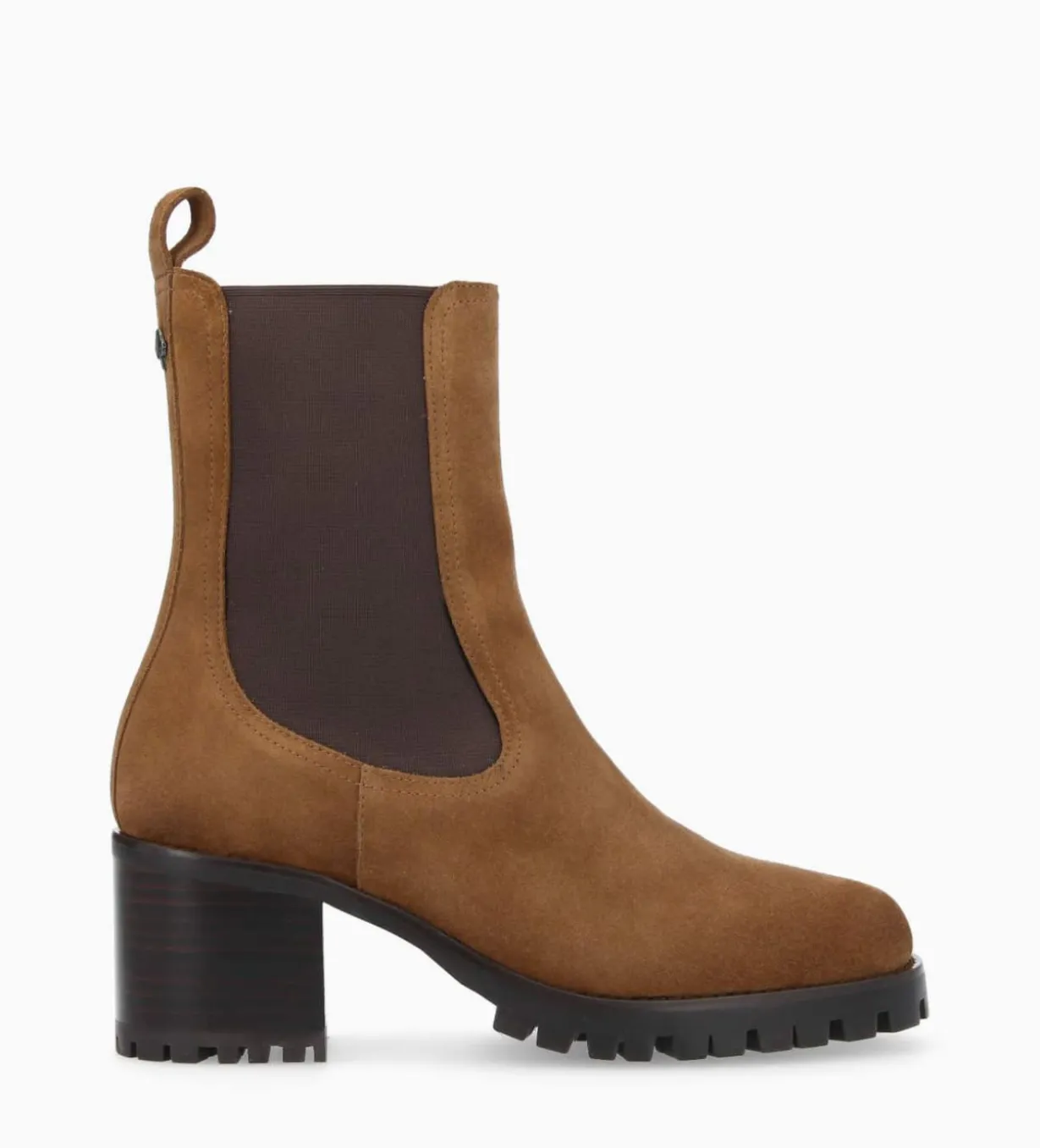 Bottine chelsea à talon - Jade 45 - Cuir velours - Brun
