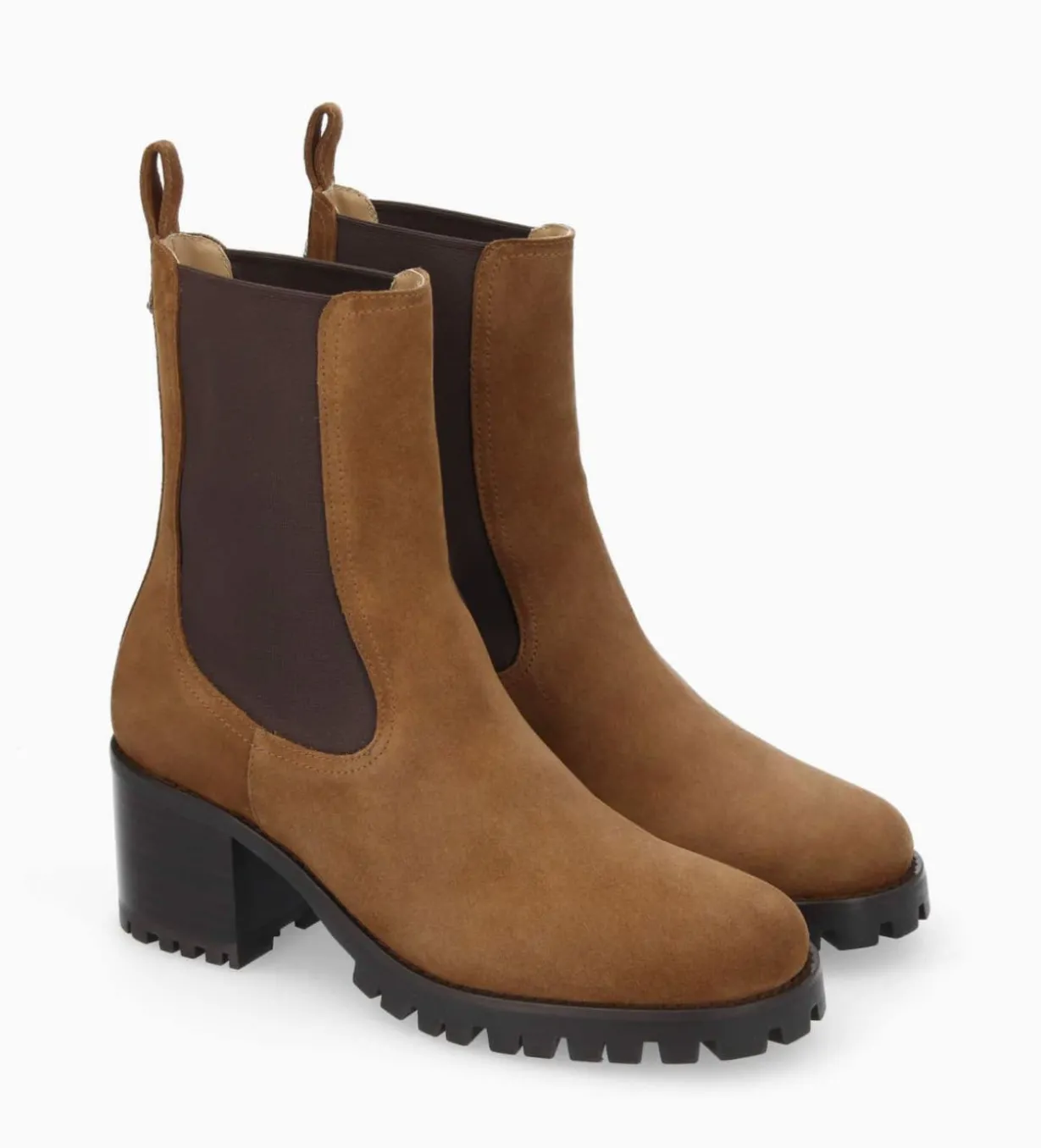 Bottine chelsea à talon - Jade 45 - Cuir velours - Brun