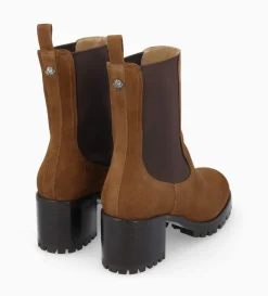 Bottine chelsea à talon - Jade 45 - Cuir velours - Brun