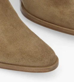Bottine chelsea à talon - Jane 70 - Cuir velours - Taupe