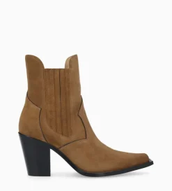 Bottine chelsea à talon - Sandy 80 - Cuir velours - Brun
