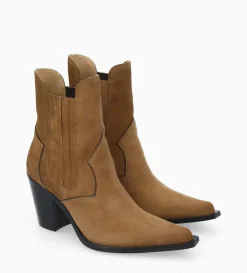 Bottine chelsea à talon - Sandy 80 - Cuir velours - Brun