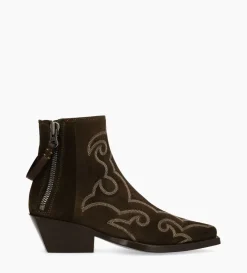 Bottine Western - Calamity 40 - Cuir velours - Marron foncé