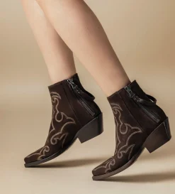 Bottine Western - Calamity 40 - Cuir velours - Marron foncé