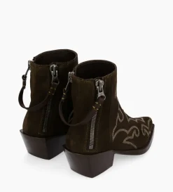 Bottine Western - Calamity 40 - Cuir velours - Marron foncé