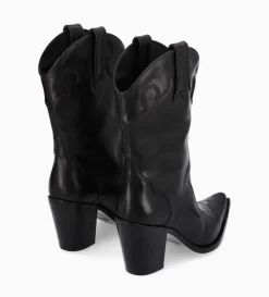 Bottine western à talon - Andy 80 - Cuir de veau lisse mat - Noir