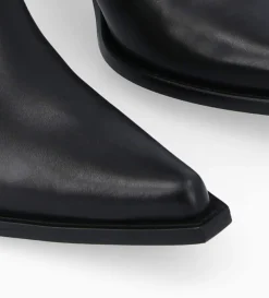 Bottine western à talon brodée - Tippi 80 - Cuir de veau lisse brillant - Noir/Beige