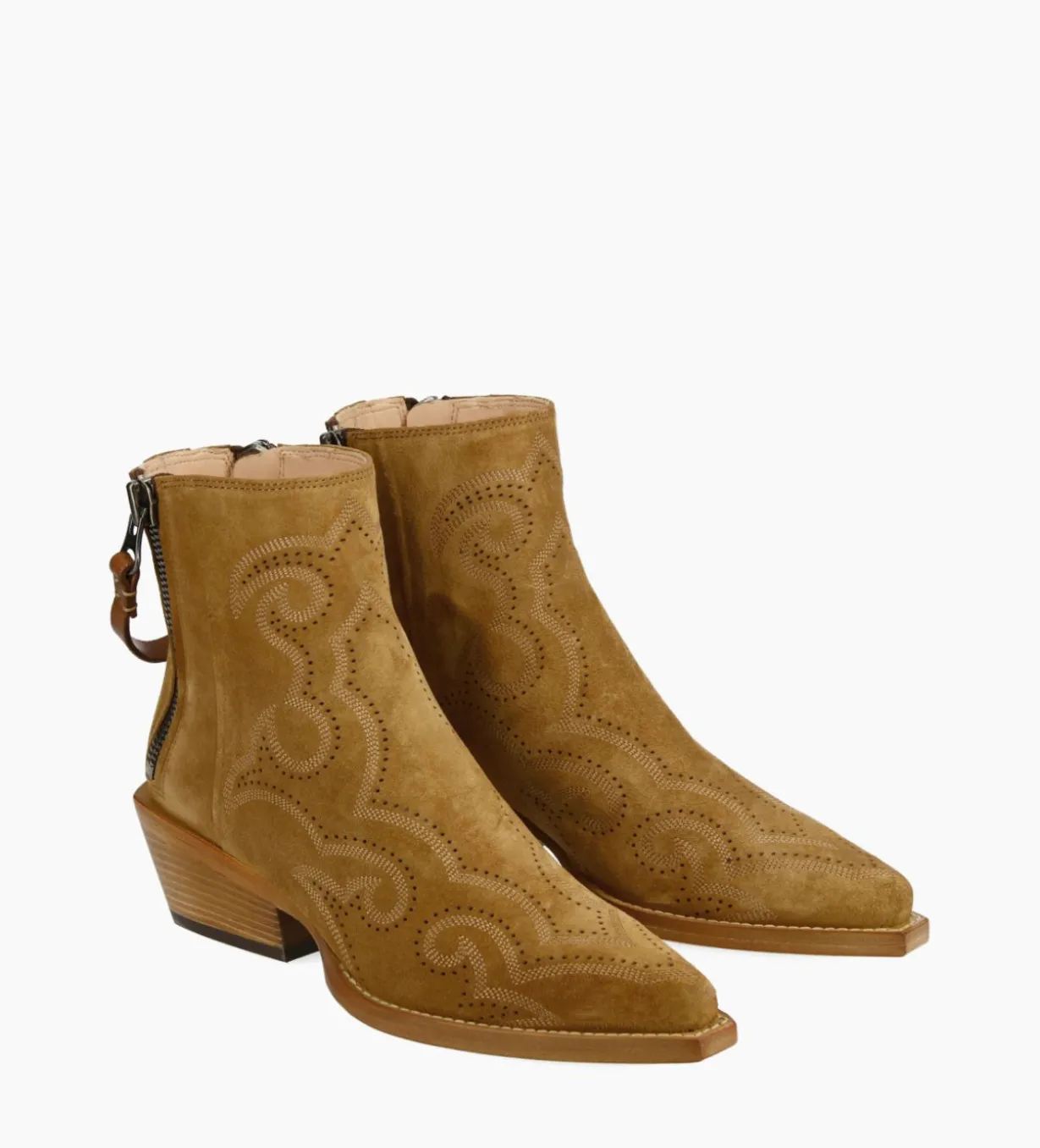 Bottine Western brodée - Calamity 40 - Cuir velours - Cigare