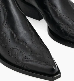 Bottine Western brodée - Calamity 40 - Cuir de veau lisse mat - Noir