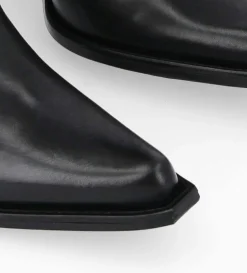 Bottine western brodée à talon avec clous - Tippi 80 - Cuir de veau lisse/Cuir imprimé serpent - Noir