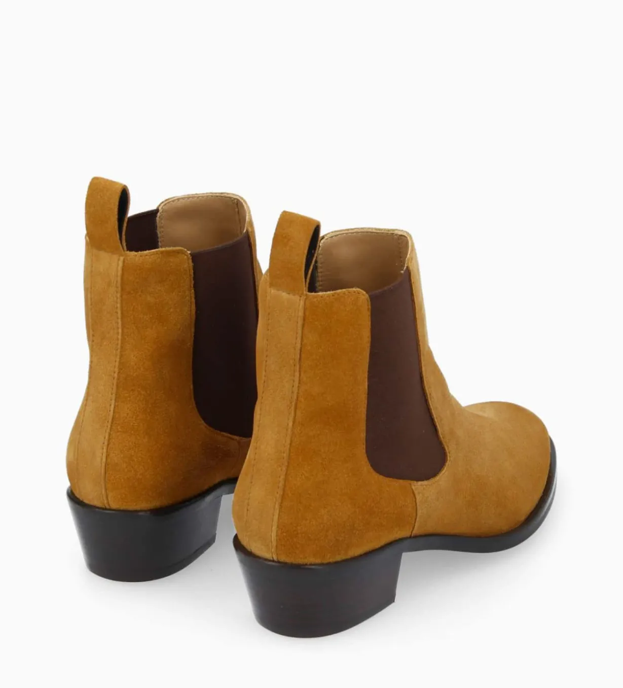 Bottine western chelsea - Kim 40 - Cuir velours - Caramel