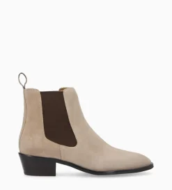 Bottine western chelsea - Kim 40 - Cuir velours -Taupe