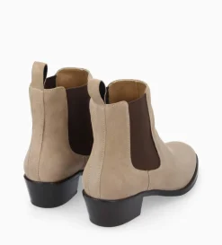 Bottine western chelsea - Kim 40 - Cuir velours -Taupe