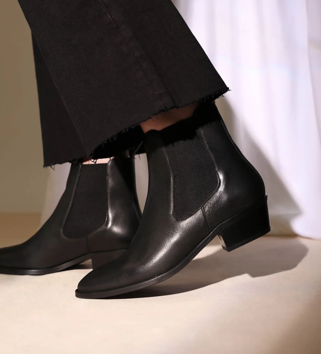Bottine western chelsea - Kim 40 - Cuir lisse - Noir