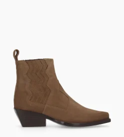 Bottine western chelsea - Calamity 40 - Cuir velours - Brun