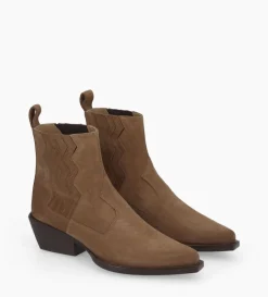 Bottine western chelsea - Calamity 40 - Cuir velours - Brun