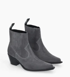 Bottine western chelsea - Sibelle 50 - Cuir velours - Stone