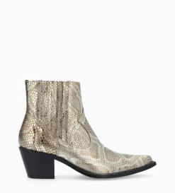 Bottine western chelsea - Sibelle 50 - Cuir imprimé serpent - Doré