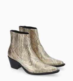 Bottine western chelsea - Sibelle 50 - Cuir imprimé serpent - Doré