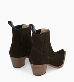 Bottine western chelsea - Sibelle 50 - Cuir velours - Vert olive