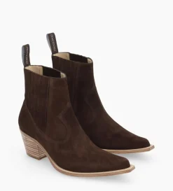 Bottine western chelsea - Sibelle 50 - Cuir velours - Ebène