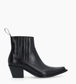 Bottine western chelsea - Sibelle 50 - Cuir lisse - Noir