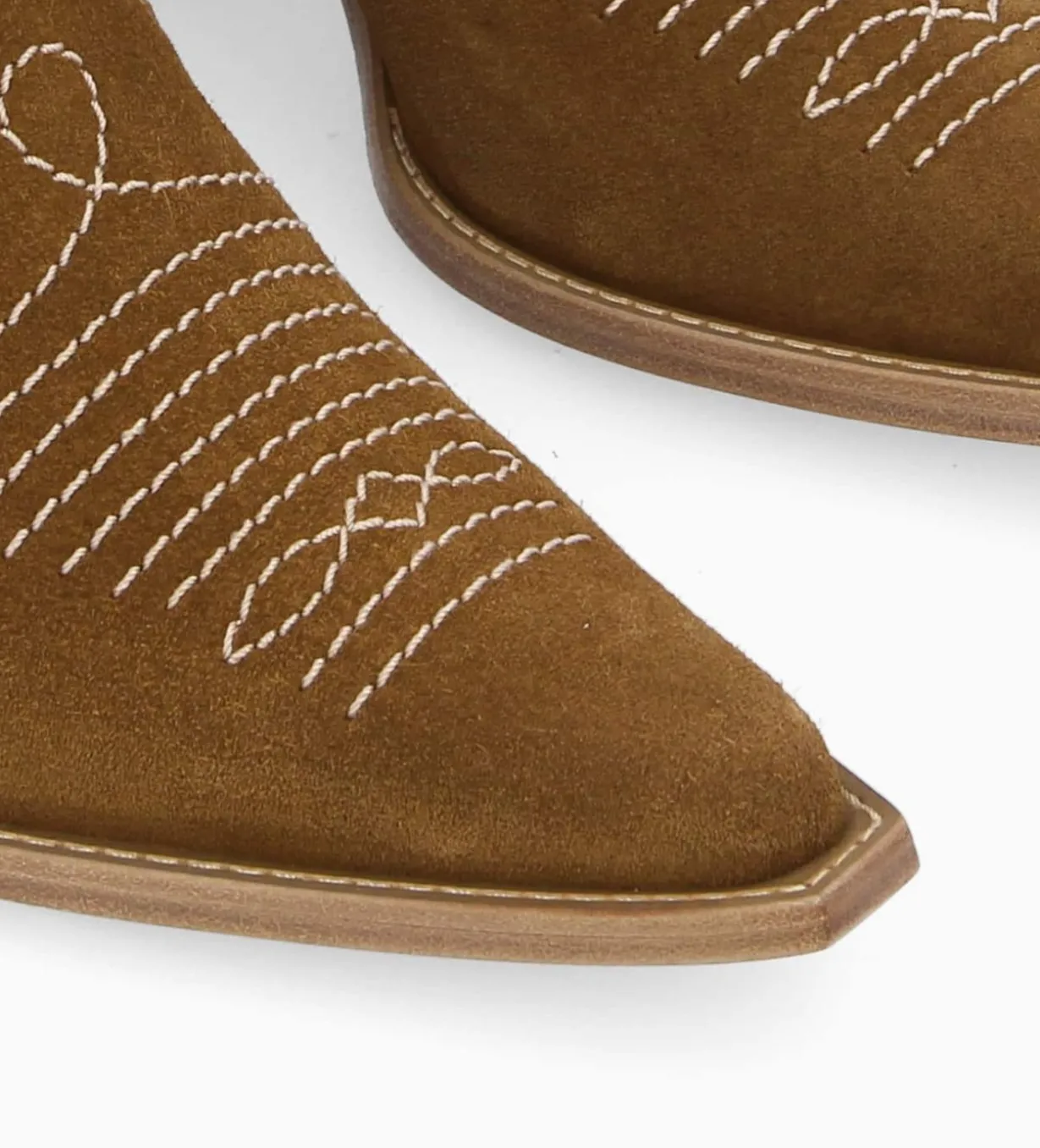 Bottine western chelsea brodée à talon - Simone 50 - Cuir velours - Sienna