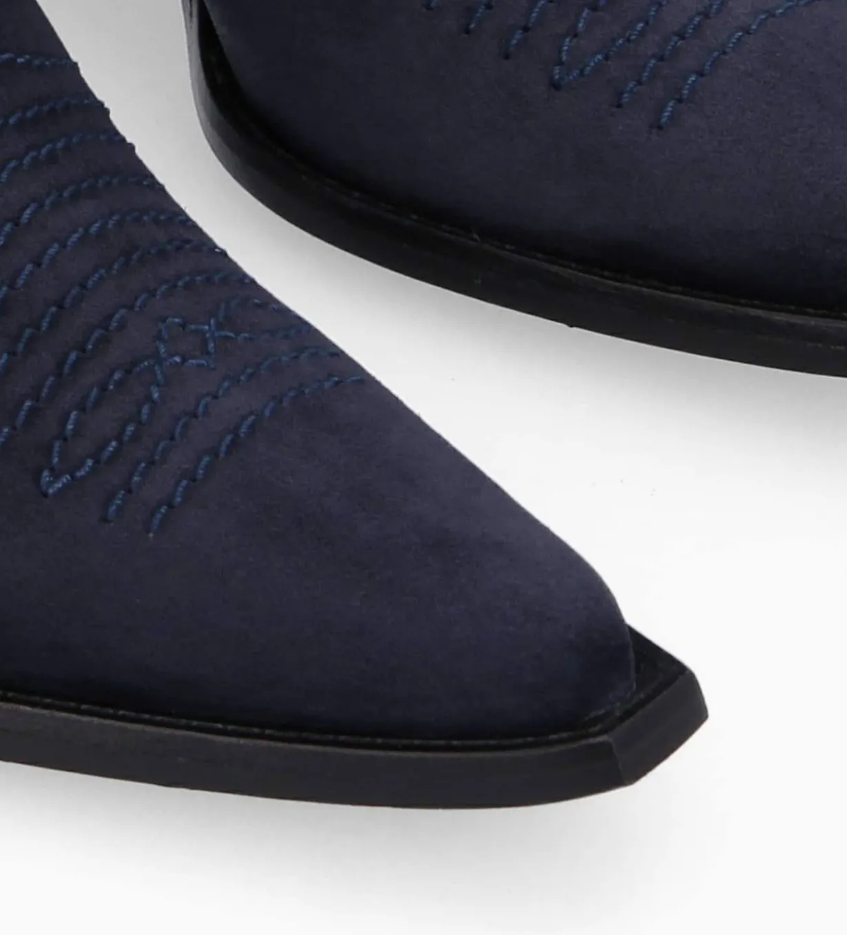 Bottine western chelsea brodée à talon - Simone 50 - Cuir velours - Marine