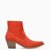 Bottine western chelsea brodée à talon - Simone 50 - Cuir velours - Coquelicot