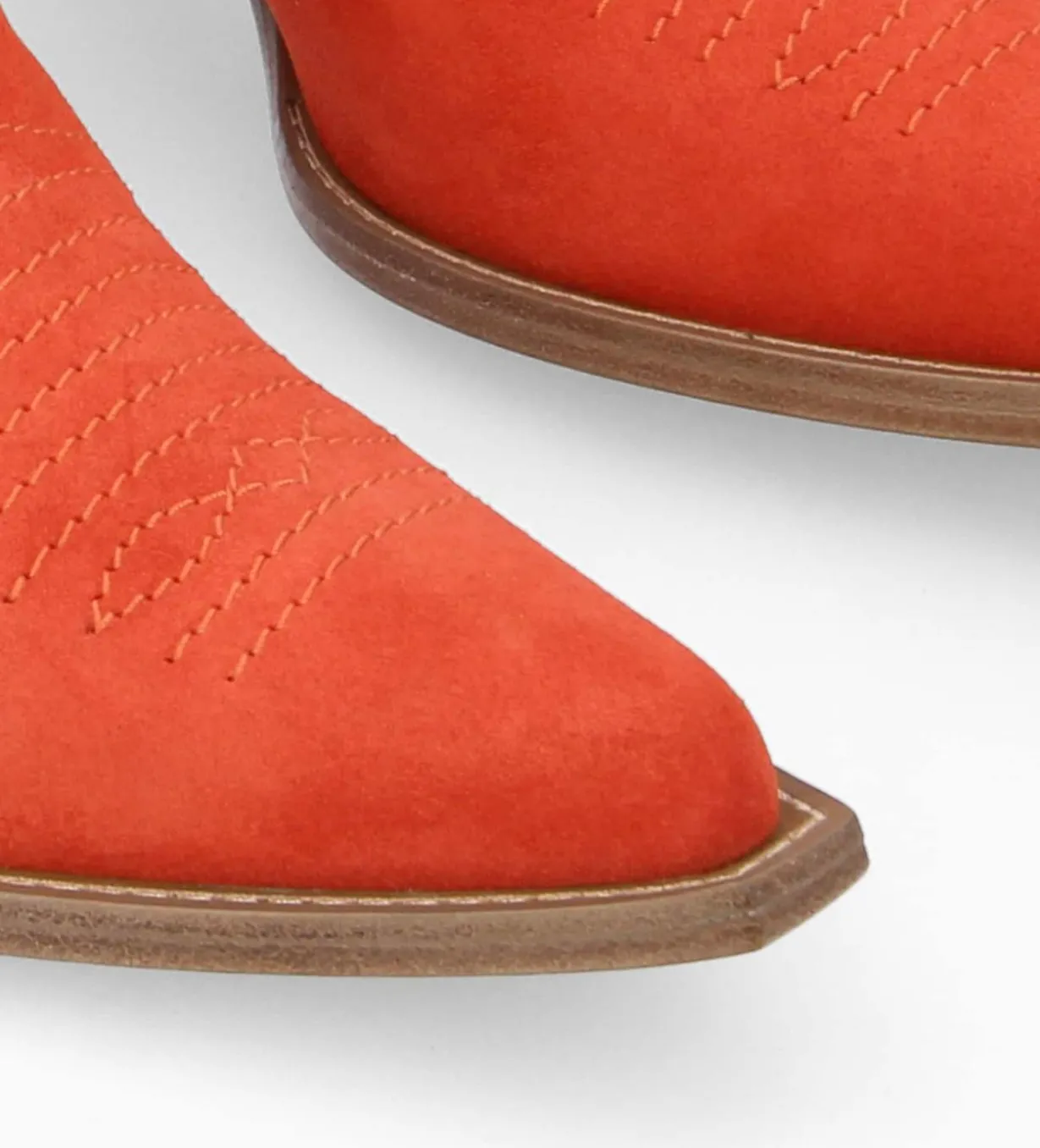 Bottine western chelsea brodée à talon - Simone 50 - Cuir velours - Coquelicot