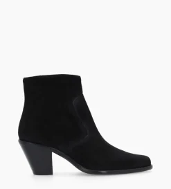 Bottine western zippée - Jane 7 - Cuir velours - Noir